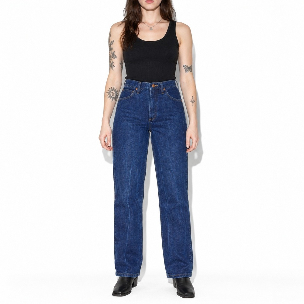 90s Vintage Wrangler Stove Pipe Leg Jeans Womens 2 30L Dark Wash High Rise Denim